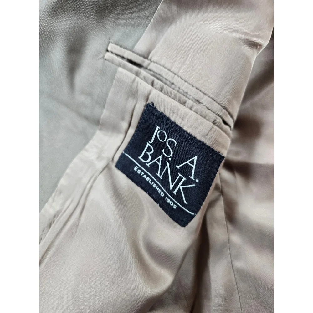 JoS A Bank Suit Mens 50R 2 Piece Pants 40x31 Taupe Wool Pleated Classic Fit